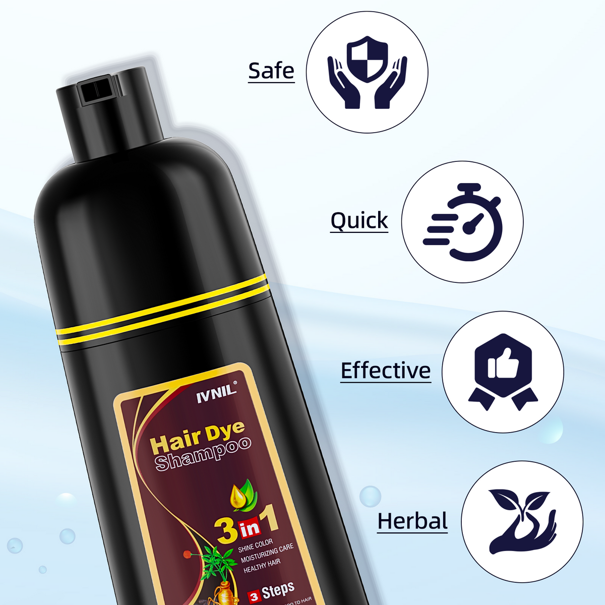 Ivnil Chestnut Brown Hair Dye Shampoo 3 in 1 Hair Color for Women & Me ...