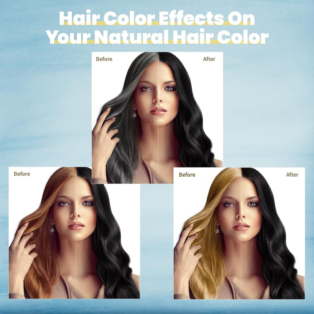 IIIMEIDU Black Hair Dye Shampoo 3 in 1 for Gray Hair, Herbal Ingredien ...